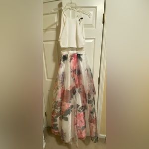 Floral two piece floor length dress.